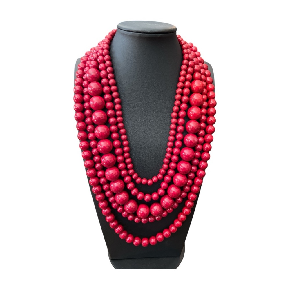 Elegant Marbled Red Beaded Necklace Baublebar